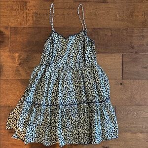 Urban Outfitters Navy and Yellow Lace Trim Top